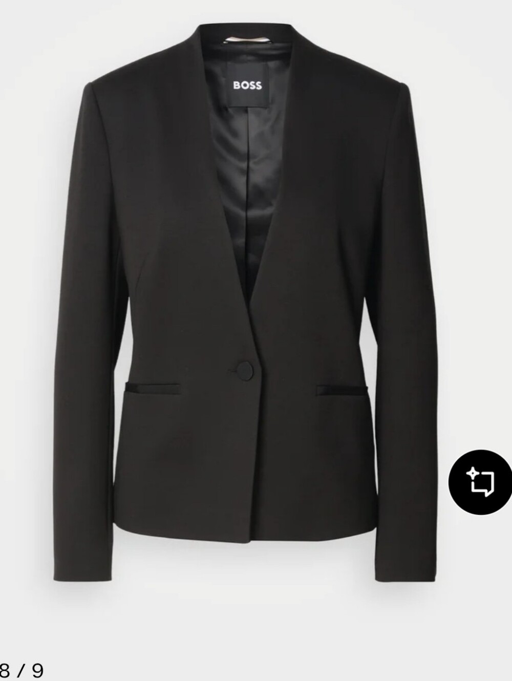 Hugo Boss Jemma V-Neck Long Sleeve One Button Black Blazer Size 4